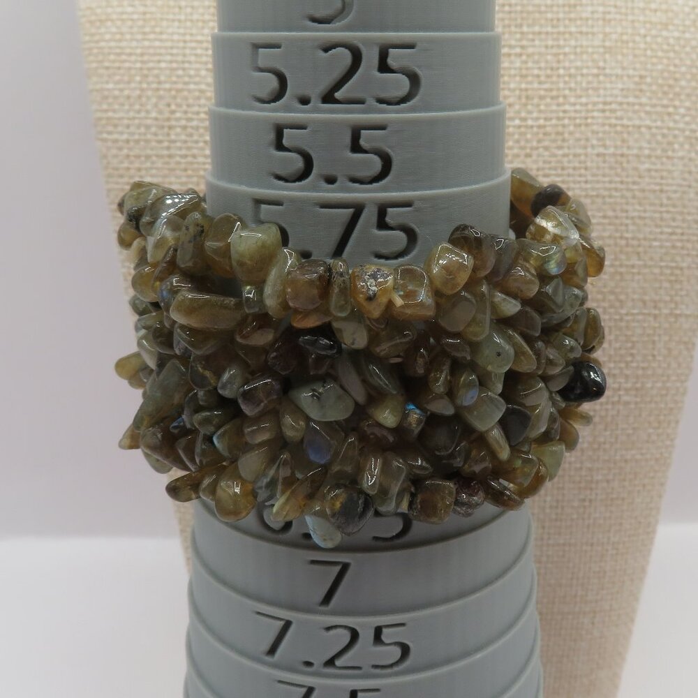 Labradorite Chip Wide Stretch Bracelet